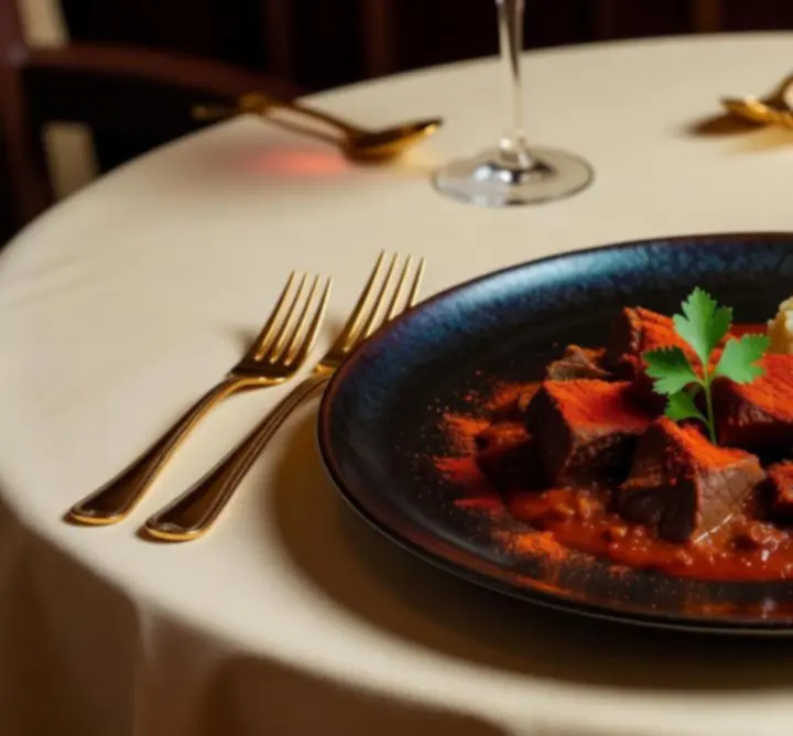 Részletgazdag, elegánsan tálalt magyar fine dining fogás.