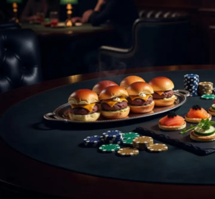 Éjféli gourmet snackek a Night Venue Place poker lounge asztalain