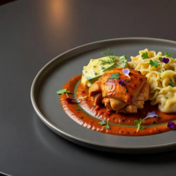 Gourmet tálalású signature fogás modern magyar konyhából.